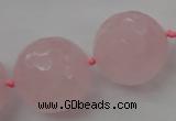 CLS103 15.5 inches 25mm faceted round large rose quartz beads