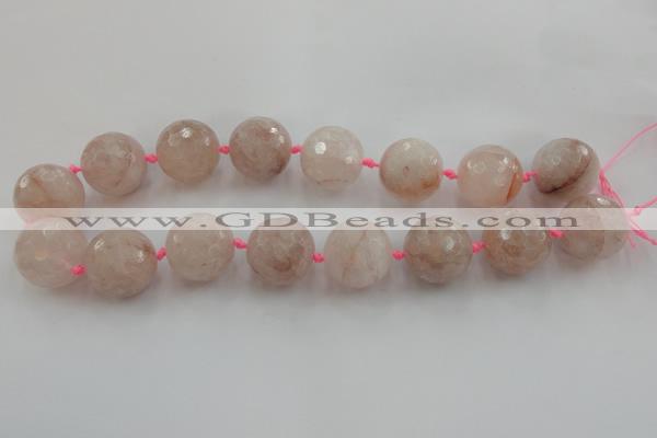 CLS111 15.5 inches 25mm faceted round large pink quartz beads