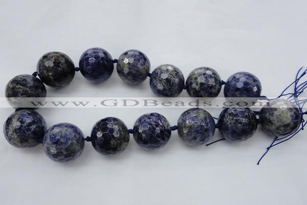 CLS14 15.5 inches 30mm faceted round large sodalite gemstone beads