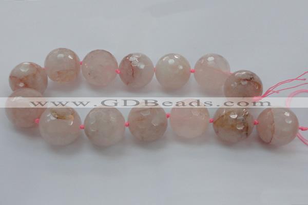 CLS16 15.5 inches 30mm faceted round large pink quartz beads