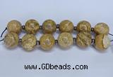 CLS253 7.5 inches 30mm round large picture jasper beads