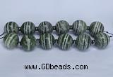 CLS254 7.5 inches 30mm round large green silver line jasper beads