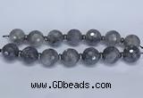 CLS301 7.5 inches 25mm faceted round large cloudy quartz beads