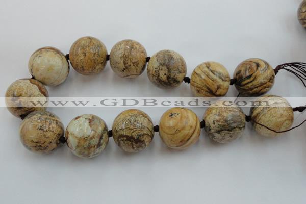 CLS50 15.5 inches 30mm round large picture jasper beads