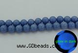 CLU105 15.5 inches 14mm round blue luminous stone beads