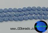 CLU133 15.5 inches 14mm flat round blue luminous stone beads