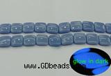 CLU154 15.5 inches 16*16mm square blue luminous stone beads