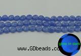 CLU171 15.5 inches 10mm flat round blue luminous stone beads