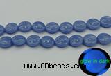 CLU175 15.5 inches 18mm flat round blue luminous stone beads