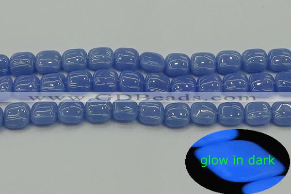 CLU192 15.5 inches 12*12mm square blue luminous stone beads