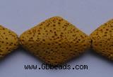 CLV20 15 inches 22*32mm rhombus yellow natural lava beads wholesale