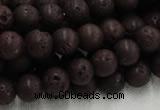 CLV203 15.5 inches 12mm round coffee natural lava beads wholesale