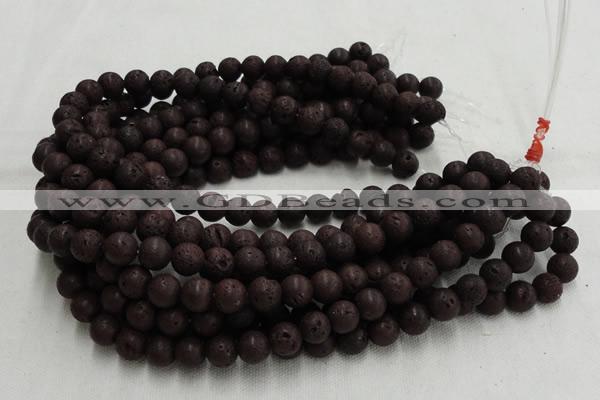 CLV203 15.5 inches 12mm round coffee natural lava beads wholesale