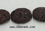 CLV210 15.5 inches 40*50mm oval coffee natural lava beads wholesale