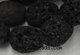 CLV217 15.5 inches 20*26mm freeform black natural lava beads wholesale