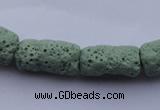 CLV27 15.5 inches 10*18mm column shape green natural lava beads wholesale