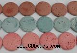 CLV308 15.5 inches 30mm flat round lava beads wholesale