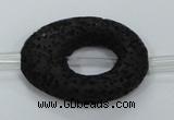 CLV43 15.5 inches 25*33mm oval black natural lava beads wholesale