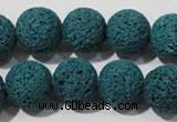 CLV455 15.5 inches 14mm round dyed blue lava beads wholesale