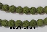 CLV460 15.5 inches 8mm round dyed green lava beads wholesale