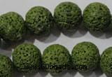 CLV463 15.5 inches 14mm round dyed green lava beads wholesale