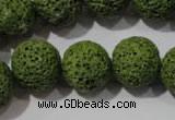 CLV464 15.5 inches 16mm round dyed green lava beads wholesale