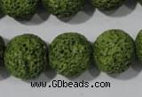 CLV465 15.5 inches 18mm round dyed green lava beads wholesale