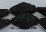 CLV48 15 inches 13*23mm rhombus black natural lava beads wholesale