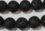 CLV487 15.5 inches 14mm round black lava beads wholesale