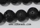 CLV488 15.5 inches 16mm round black lava beads wholesale