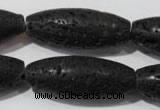 CLV492 15.5 inches 16*40mm rice black lava beads wholesale