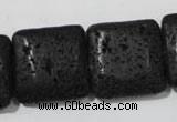 CLV496 15.5 inches 25*25mm square black lava beads wholesale