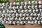 CLV531 15.5 inches 6mm round plated lava beads wholesale