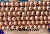 CLV532 15.5 inches 6mm round plated lava beads wholesale