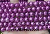 CLV558 15.5 inches 10mm round plated lava beads wholesale