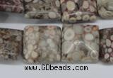 CMB21 15.5 inches 18*18mm square natural medical stone beads