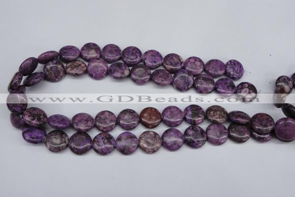 CMB31 15.5 inches 16mm flat round dyed natural medical stone beads