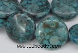 CMB43 15.5 inches 20mm flat round dyed natural medical stone beads