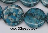 CMB44 15.5 inches 25mm flat round dyed natural medical stone beads