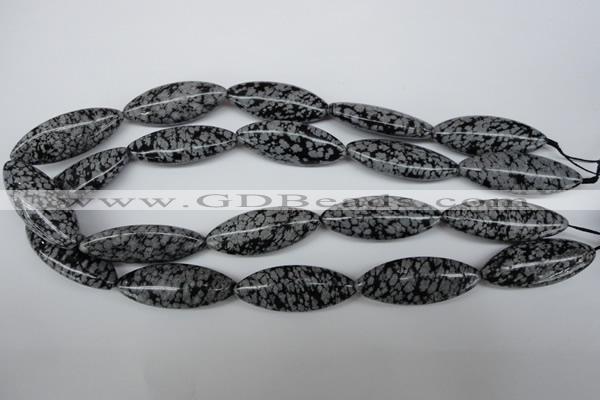 CME02 15.5 inches 15*40mm marquise snowflake obsidian beads