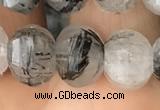 CME207 15.5 inches 7*9mm - 8*10mm pumpkin black rutilated quartz beads