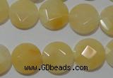 CME51 15.5 inches 15mm faceted coin yellow jade gemstone beads