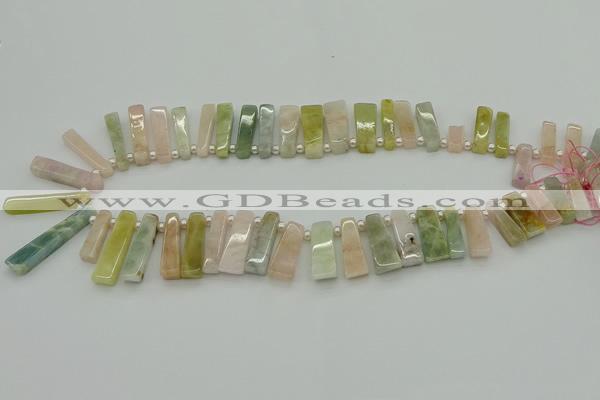 CMG190 Top drilled 6*15mm - 8*30mm sticks morganite beads