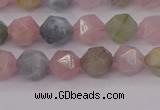 CMG201 15.5 inches 6mm faceted nuggets morganite gemstone beads