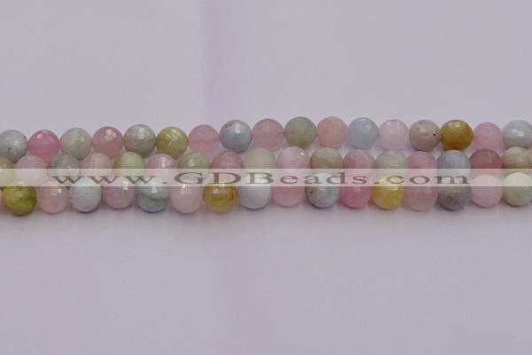 CMG211 15.5 inches 8mm faceted round morganite beads wholesale