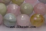 CMG213 15.5 inches 12mm faceted round morganite beads wholesale