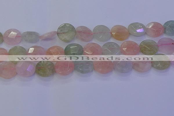 CMG256 15.5 inches 16mm faceted coin morganite beads