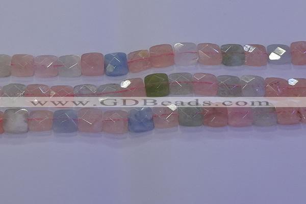 CMG260 15.5 inches 12*12mm faceted square morganite beads