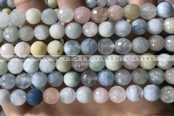 CMG387 15.5 inches 8mm faceted round morganite beads wholesale