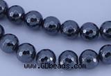 CMH05 16 inches 10mm faceted round magnetic hematite beads